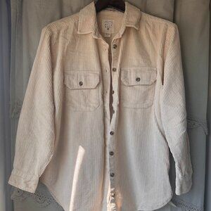 Billabong So Stoked Corduroy Shacket Cream Beige Button Up Shirt Women Sz Small